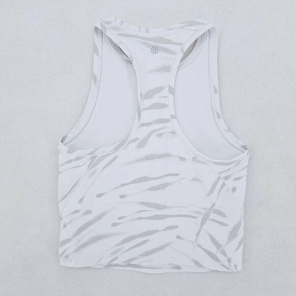 Athleta Shanti Printed Marble Crop Top Tank White XS - Picture 2 of 5